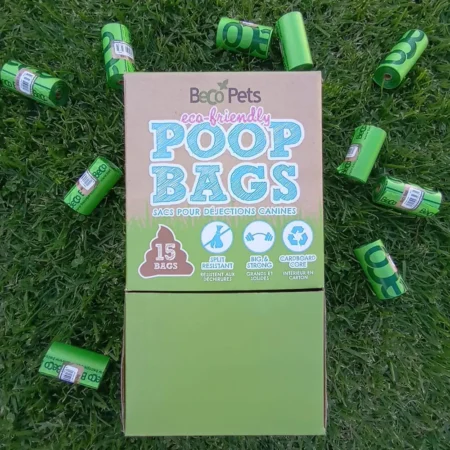 Caja de 64 rollos de bolsas degradables para mascotas grandes, núcleos de cartón reciclado