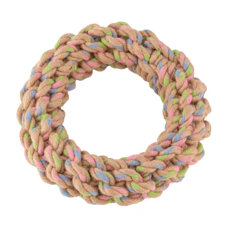 Juguete de cuerda de cáñamo para perros con doble nudo - Aro dental ecológico Green Pets