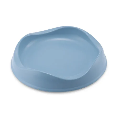 Comedero de bambú natural para gatos y perros pequeños color azul