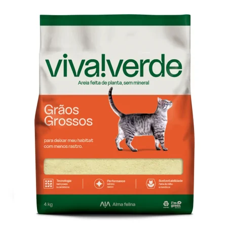 Arena Viva Verde Granos Grandes, ideal para transición desde arcilla y gatos de pelo largo